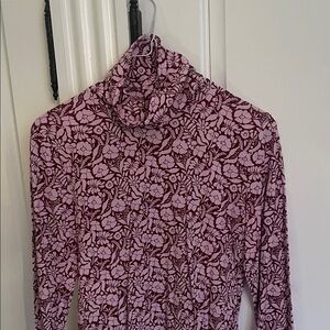 J. Crew Pink and Purple Floral Turtleneck Shirt